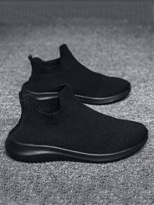 Minimalist Knit Running Shoes - Black - View 3