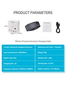 URIZONS Comfortable Music Headphones Wireless Sleeping Headband & Earbuds - TWS Sports Headband Music Sleep Earphones, Washable Sleeping Headsets With Built In Speakers Perfect For Workout/Running/Yoga/Side Sleepers - 深灰色 - 查看 5