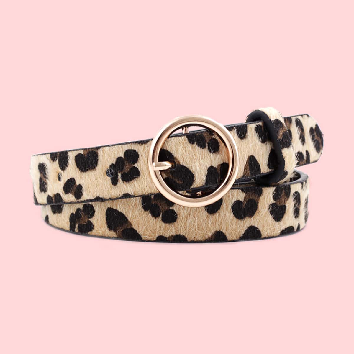 

Leopard Ring Buckle Belt, Multicolor