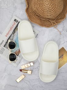 Minimalist Open Toe Slides - Beige - View 1
