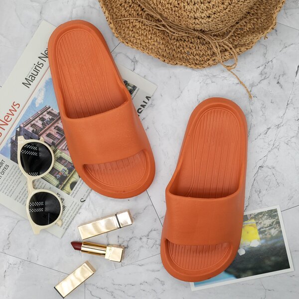 

Minimalist Open Toe Slides, Burnt orange