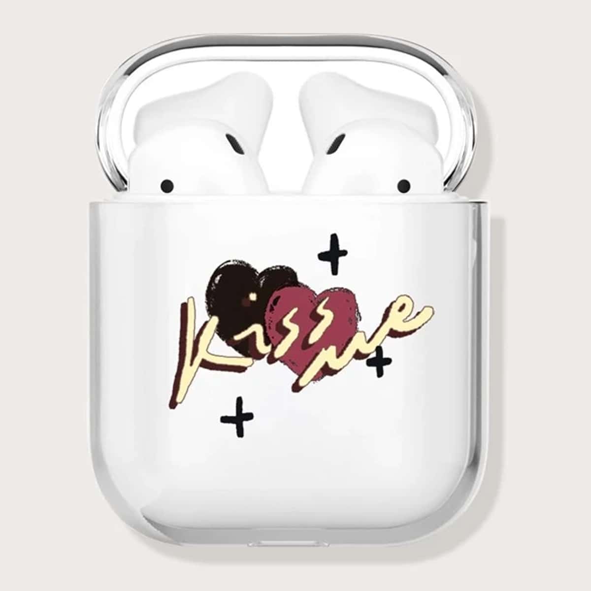 

Heart Print Clear AirPods Case