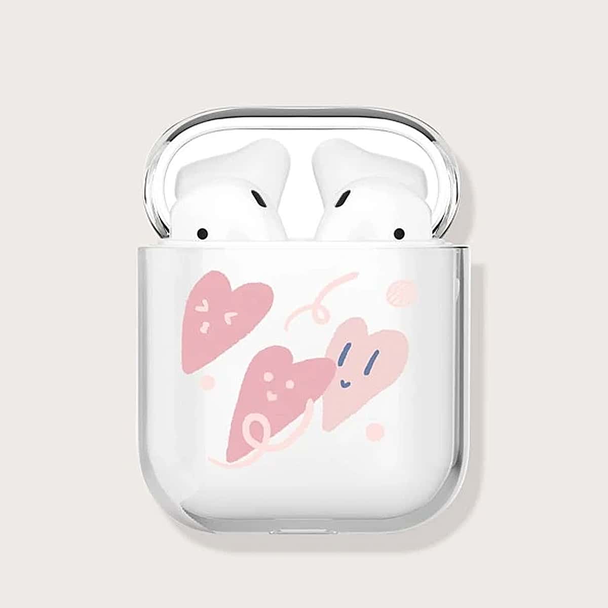 

Heart Print Clear AirPods Case