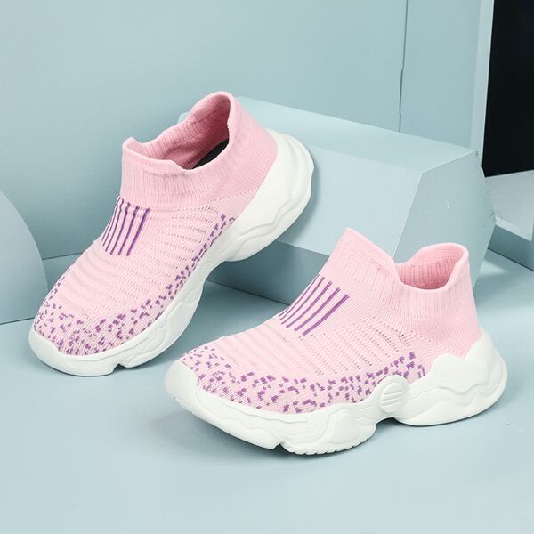 

Girls Striped Slip On Knit Sneakers, Pink