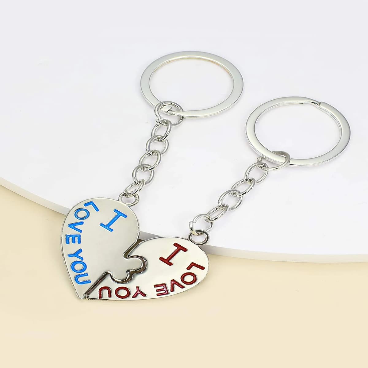 

2pcs Heart Keychain, Silver