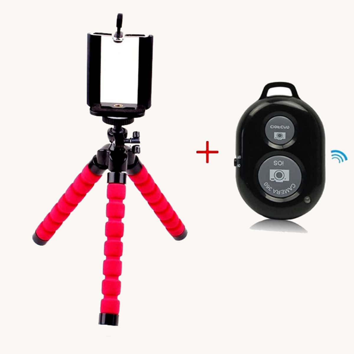 

Remote Control Desktop Phone Tripod Holder, Red