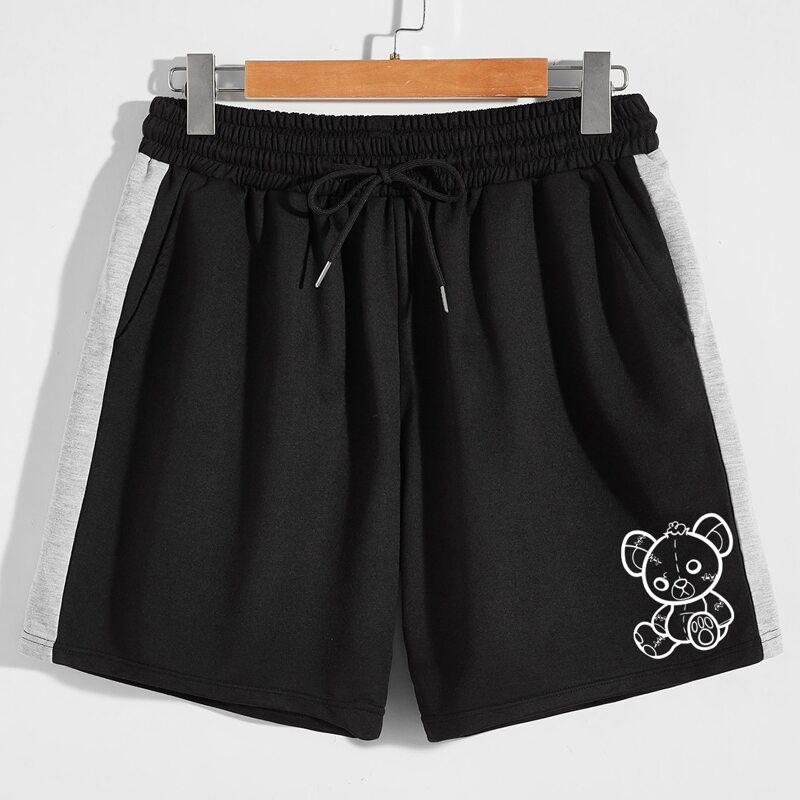 

Guys Cartoon Graphic Drawstring Shorts, Black