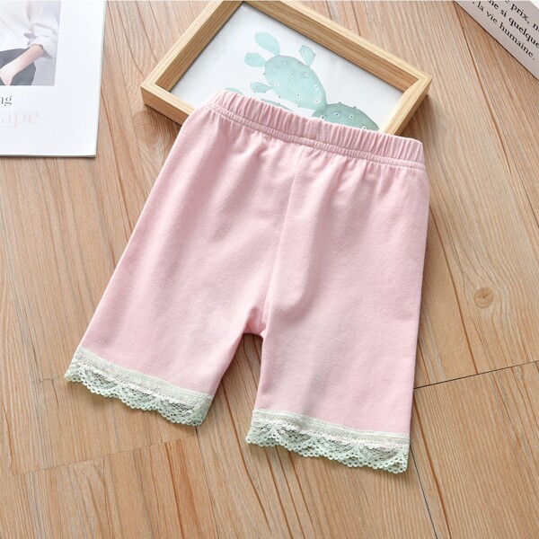 

Toddler Girls Lace Panel Biker Shorts, Baby pink