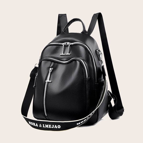 

Zip Front Backpack, Black