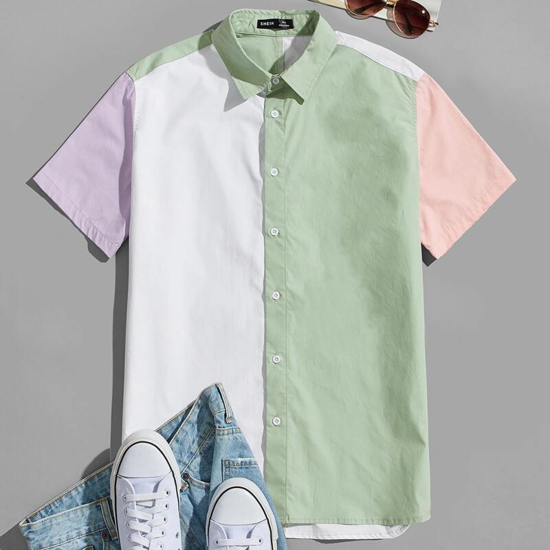 

Guys Color Block Shirt, Multicolor