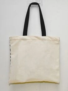 Fashionable Black Zebra Striped Zipper Closure Shoulder Tote Bag, School Bag, Large Capacity, Portable, For Teen Girls Women College Students, White-Collar Workers, Perfect For Work, Back To School, Middle School, High School, College, Vacation - Black - View 3