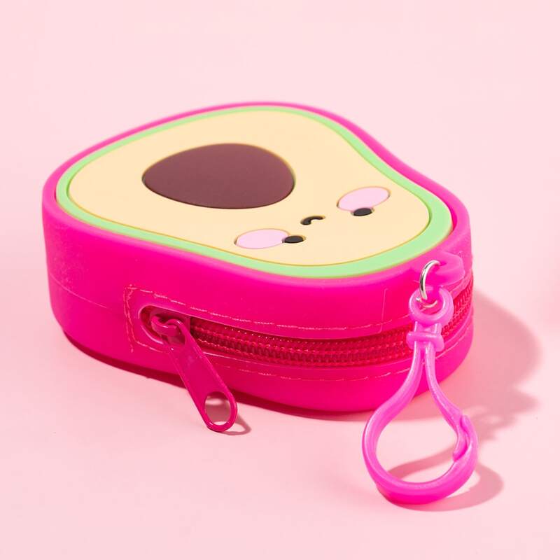 

Cartoon Avocado Keychain, Hot pink