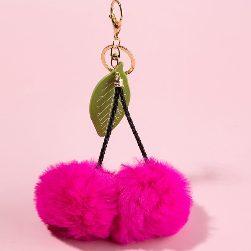 

Pom-pom Design Keychain, Hot pink