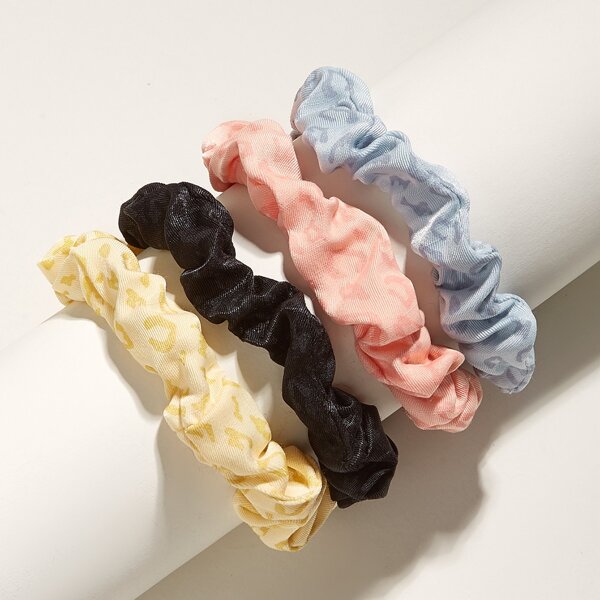 

4pcs Leopard Print Scrunchie, Multicolor