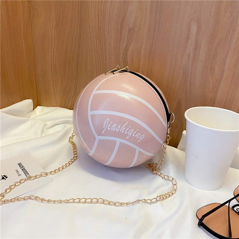 

Ball Shaped Chain Crossbody Bag, Baby pink