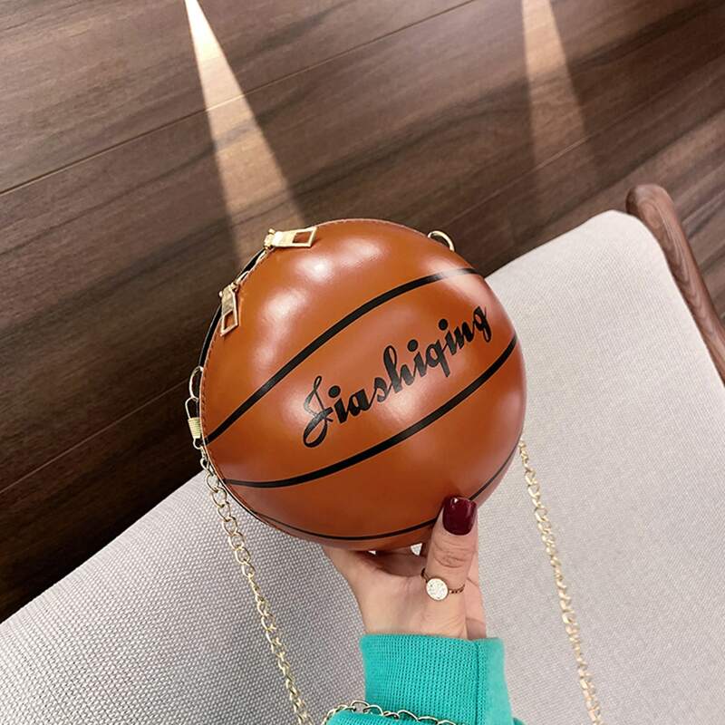 

Basketball Chain Crossbody Bag, Brown