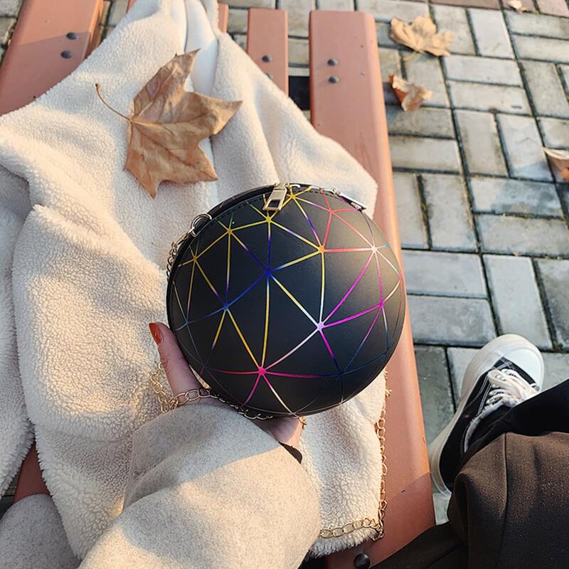 

Holographic Geo Ball Shaped Crossbody Bag, Black