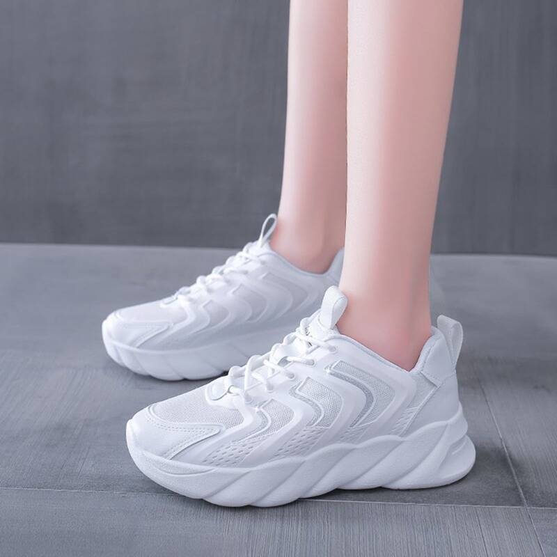 

Lace-up Mesh Chunky Sneakers, White