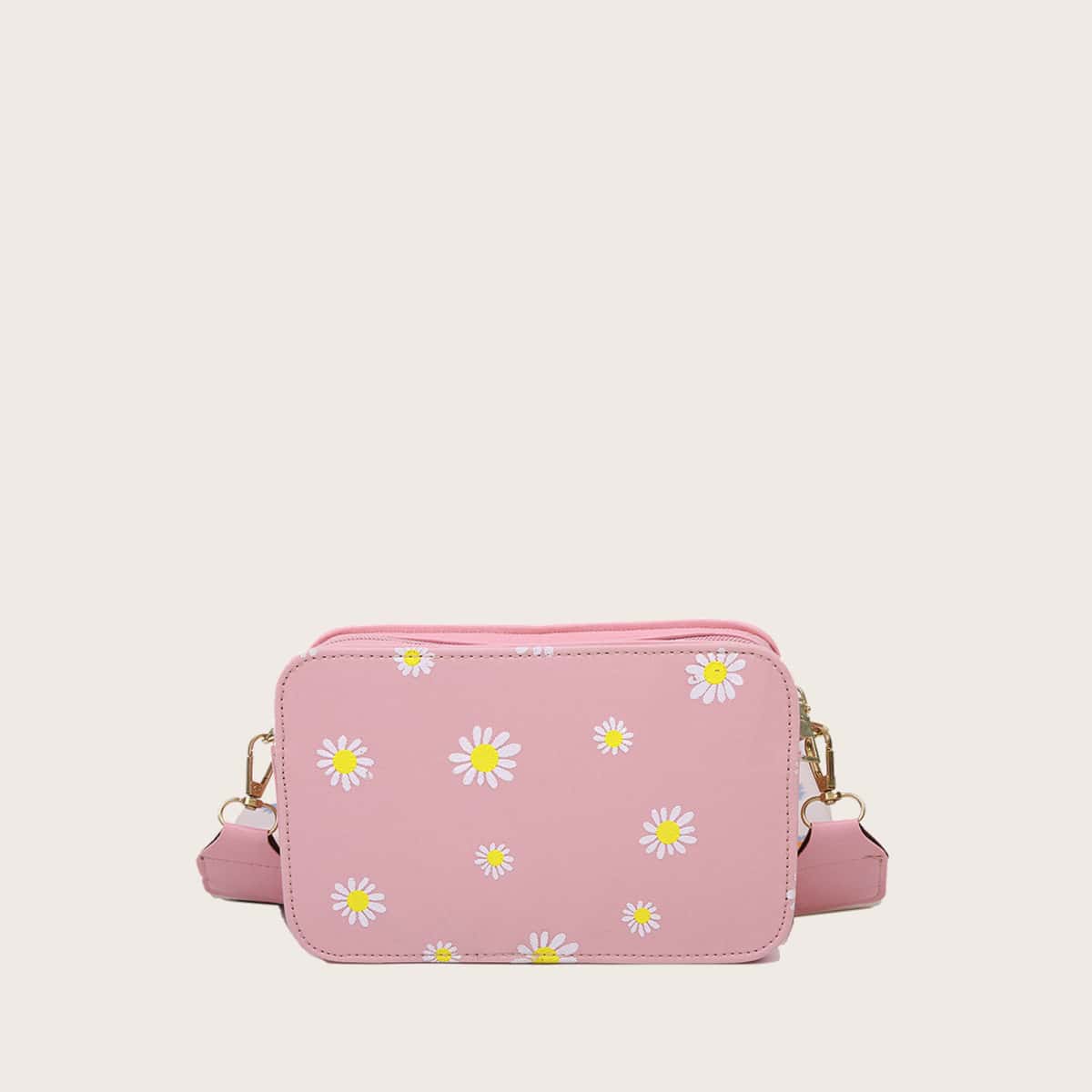 

Daisy Zip Box Bag, Baby pink