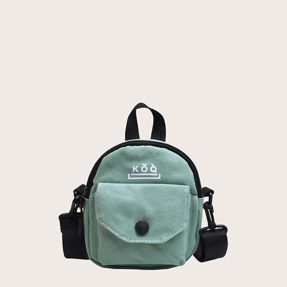 

Letter Graphic Crossbody Bag, Green