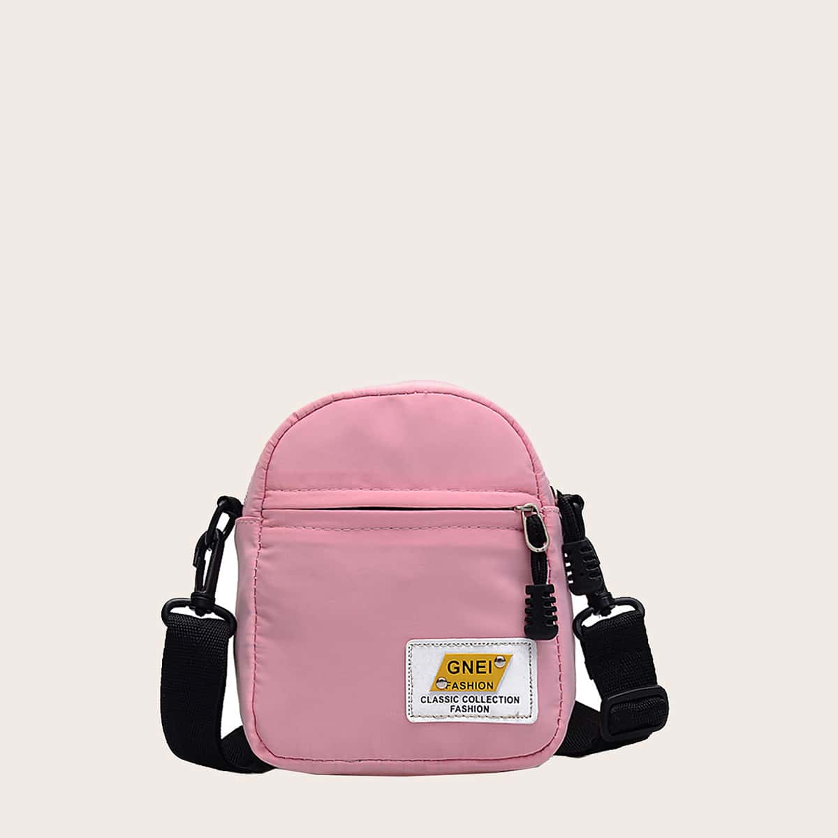 

Letter Patch Crossbody Bag, Pink