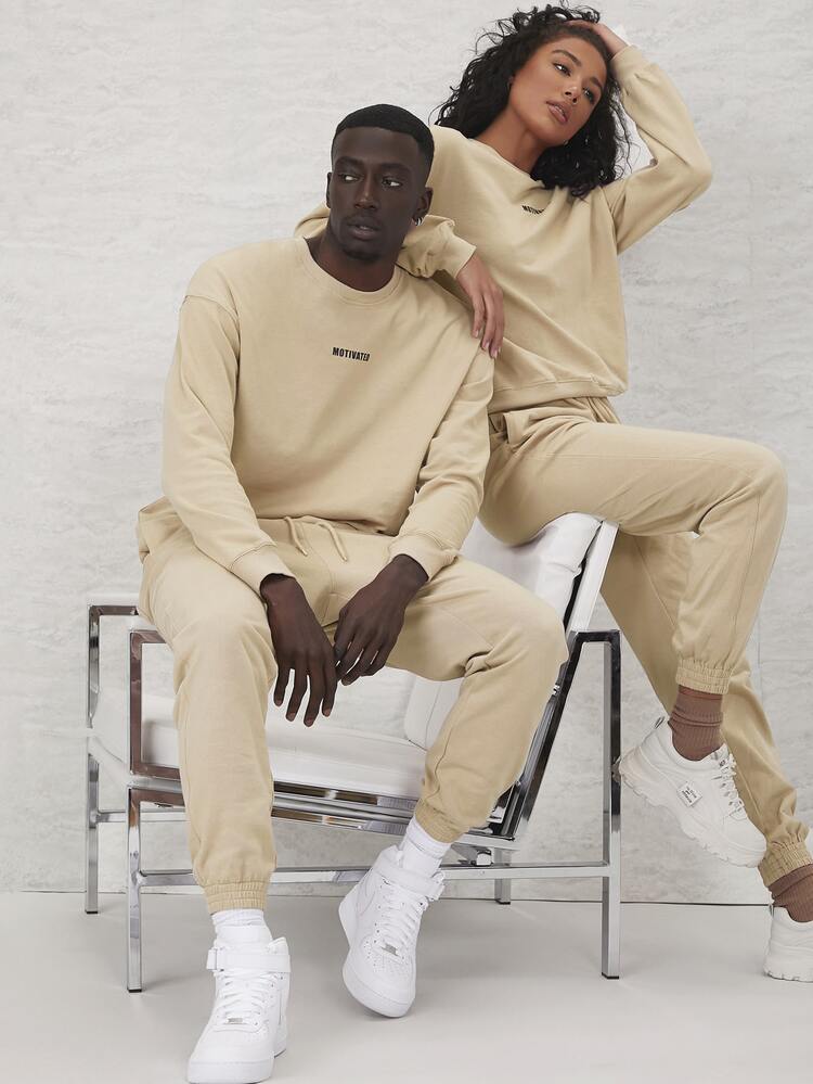 Manfinity Men 1 PC Letter Graphic Joggers - Khaki - View 10