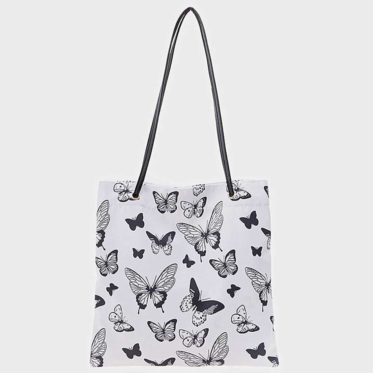 

Butterfly Tote Bag, Black and white