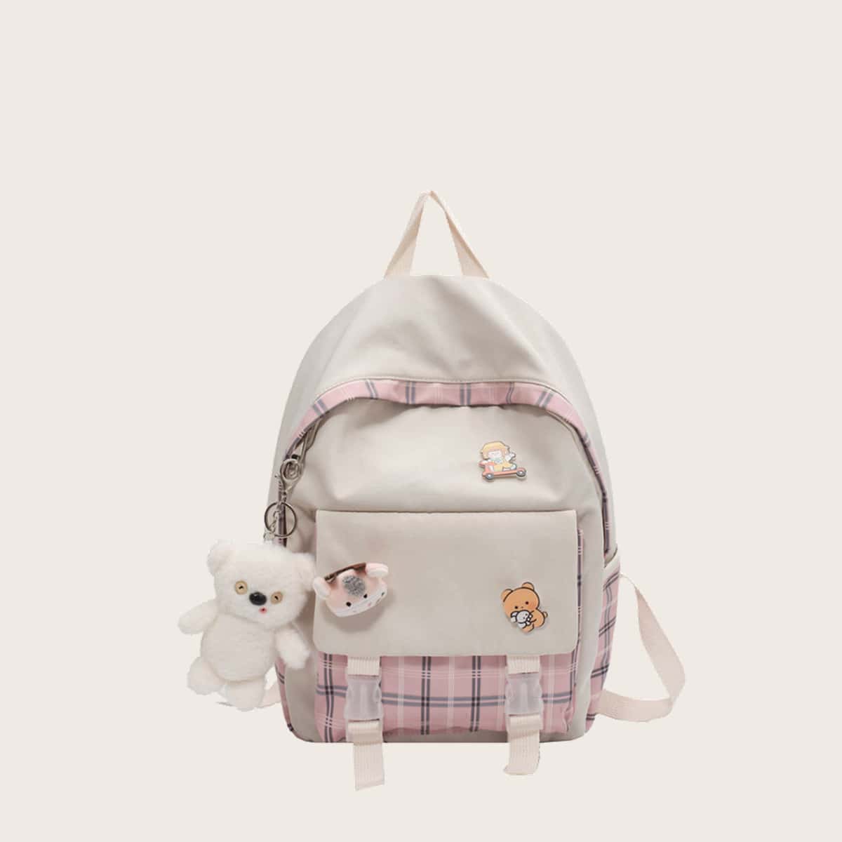 

Plaid Zip Backpack, Multicolor