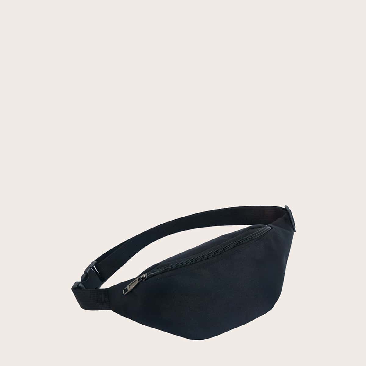 

Solid Zip Fanny Pack, Black