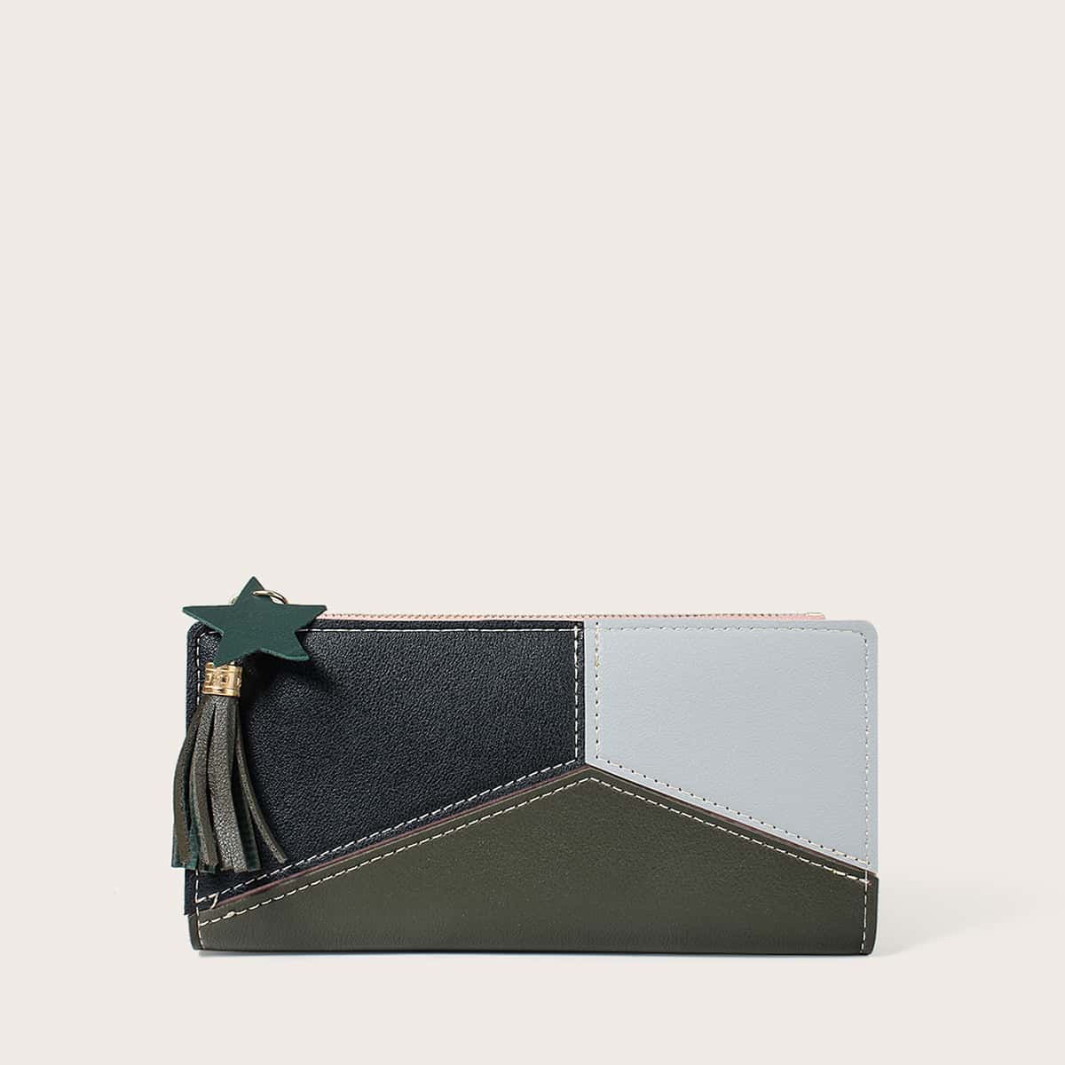 

Color Block Long Wallet, Multicolor
