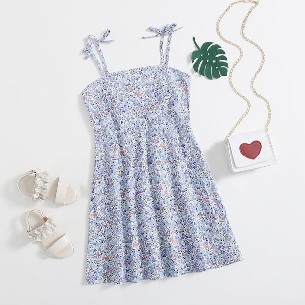 

Girls Ditsy Floral Tie Shoulder Shirred Back Cami Dress, Multicolor