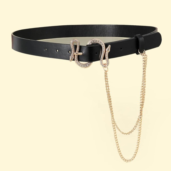 

Snake Design Buckle Belt, Black
