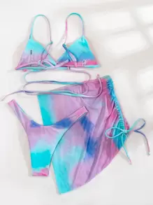 3packs Tie Dye Bikini Set & Cover Up Summer