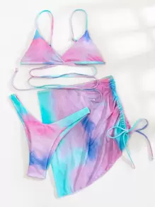 3packs Tie Dye Bikini Set & Cover Up Summer