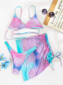 3packs Tie Dye Bikini Set & Cover Up Summer