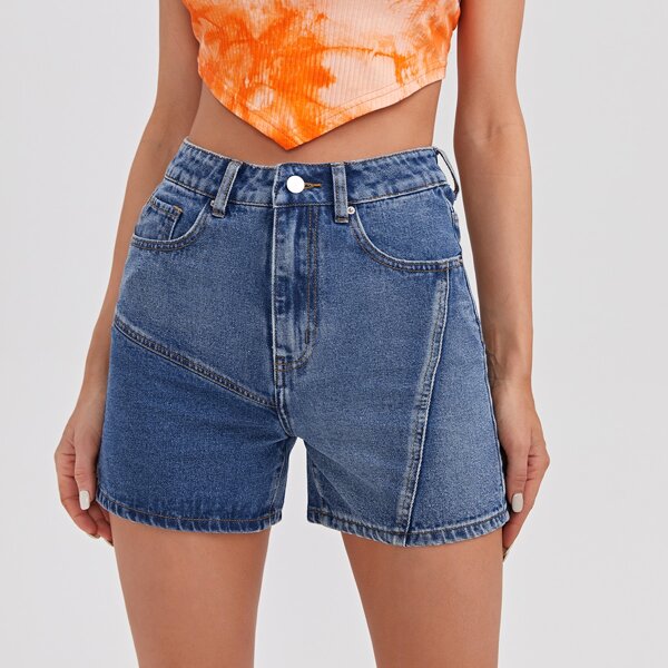 

High Waist Denim Shorts, Medium wash