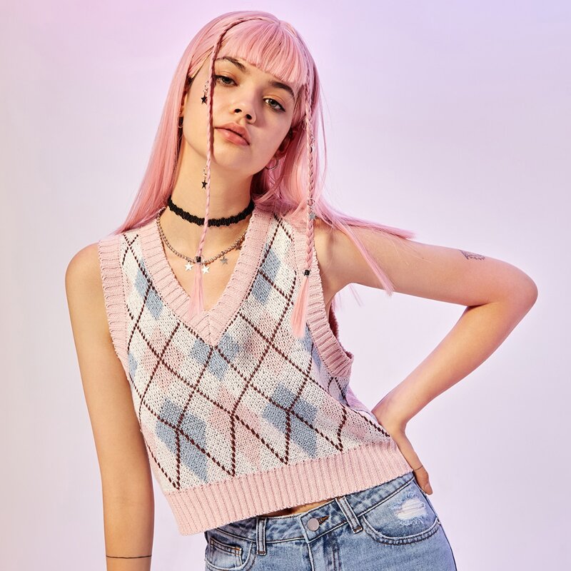 

Argyle Pattern Sweater Vest, Multicolor