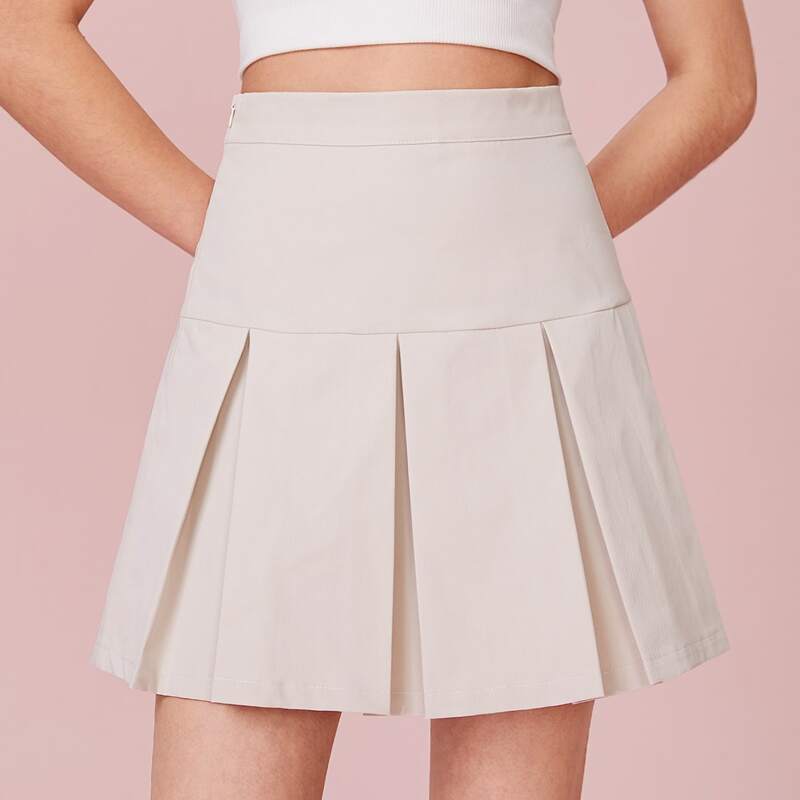 

Solid Pleated Tennis Skirt, Light grey