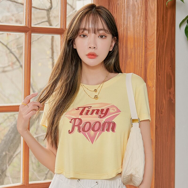 

Letter And Diamond Print Tee, Yellow