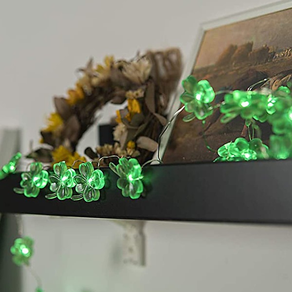 

1pc String Light With 20pcs Leaf Shaped Bulb, Green