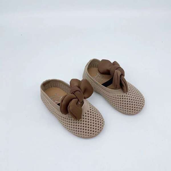 

Toddler Girls Bow Decor Flats, Khaki