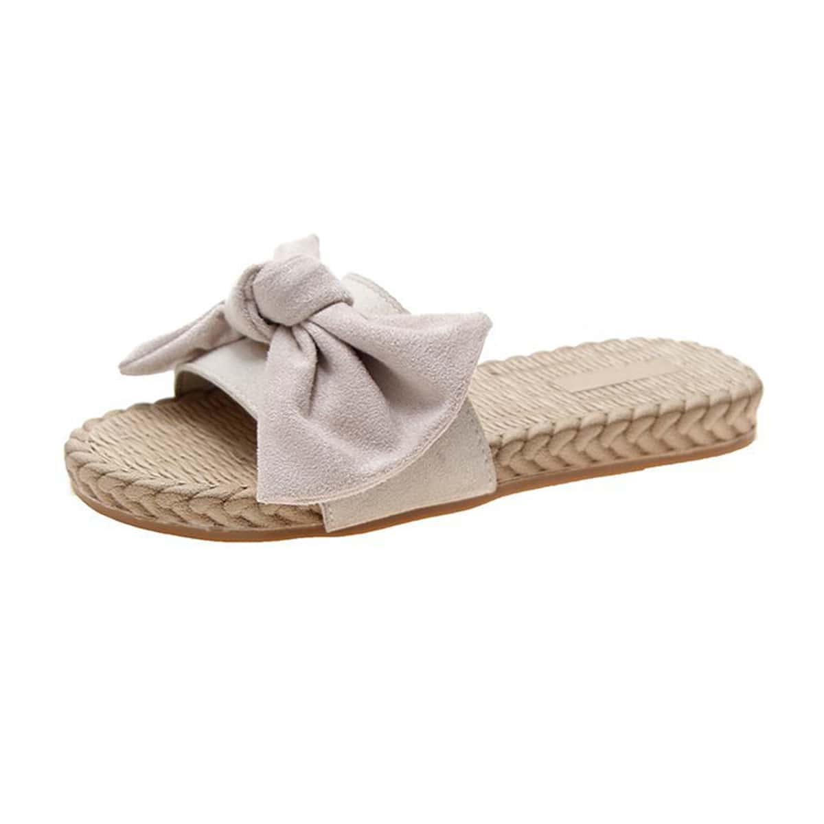 

Bow Knot Slide Sandals, Beige