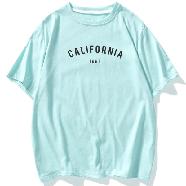 

Men Letter Graphic Tee, Mint green