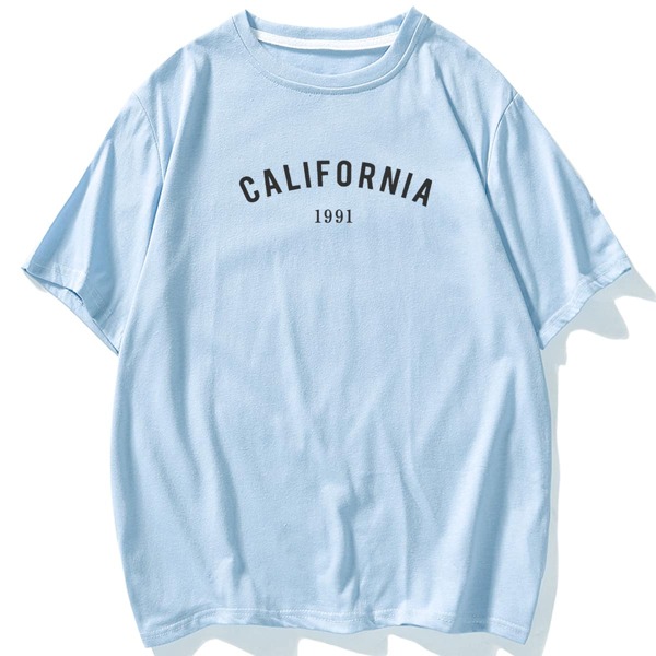 

Men Letter Graphic Tee, Baby blue