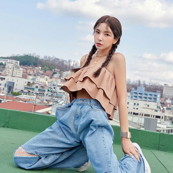 

Solid Layered Cami Top, Apricot