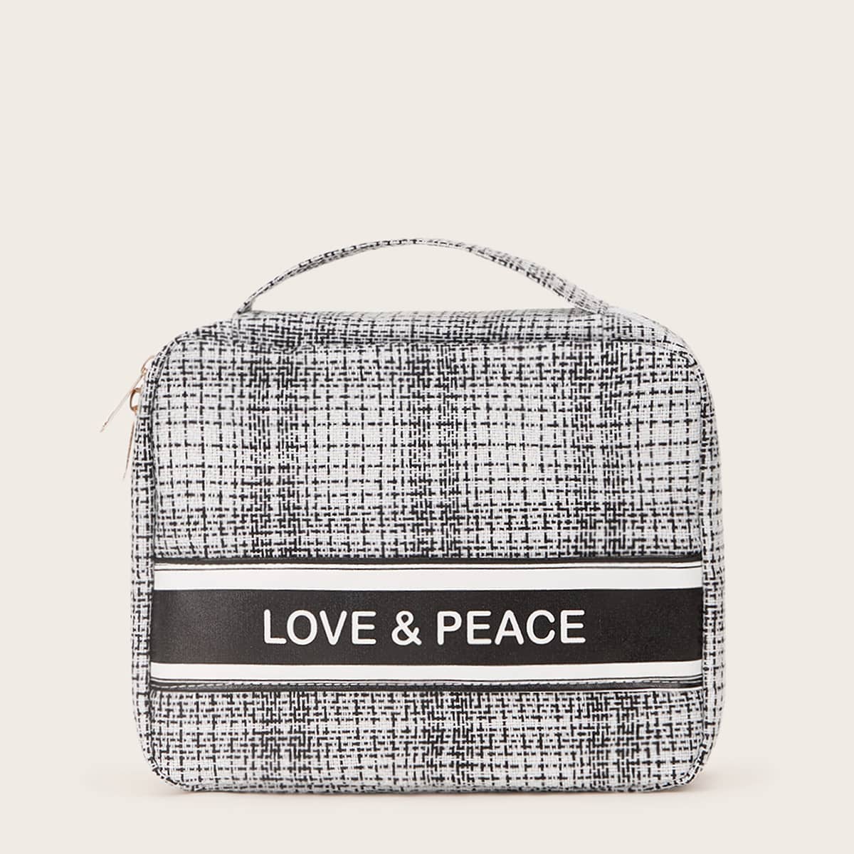 

Letter Graphic Square Makeup Bag, White
