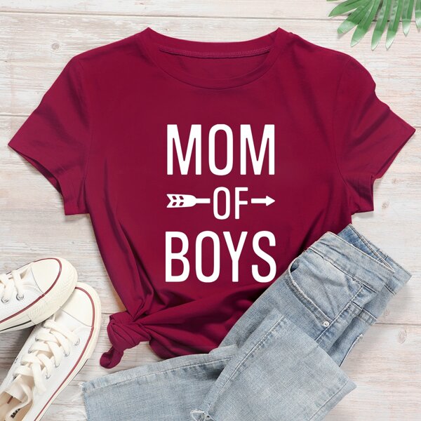 

Letter Graphic Crew Neck Tee, Burgundy