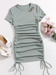 SHEIN Unity 素色抽繩連體衣連衣裙 - 薄荷綠 - 查看 1