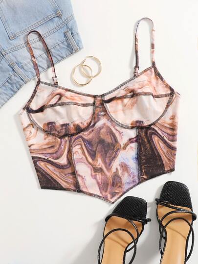 SHEIN BAE 大理石手帕吊帶上衣