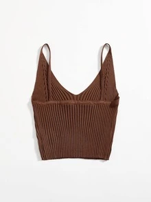 เสื้อ ซี่โครงถัก สีพื้น - สีน้ำตาลกาแฟ - ดู 2